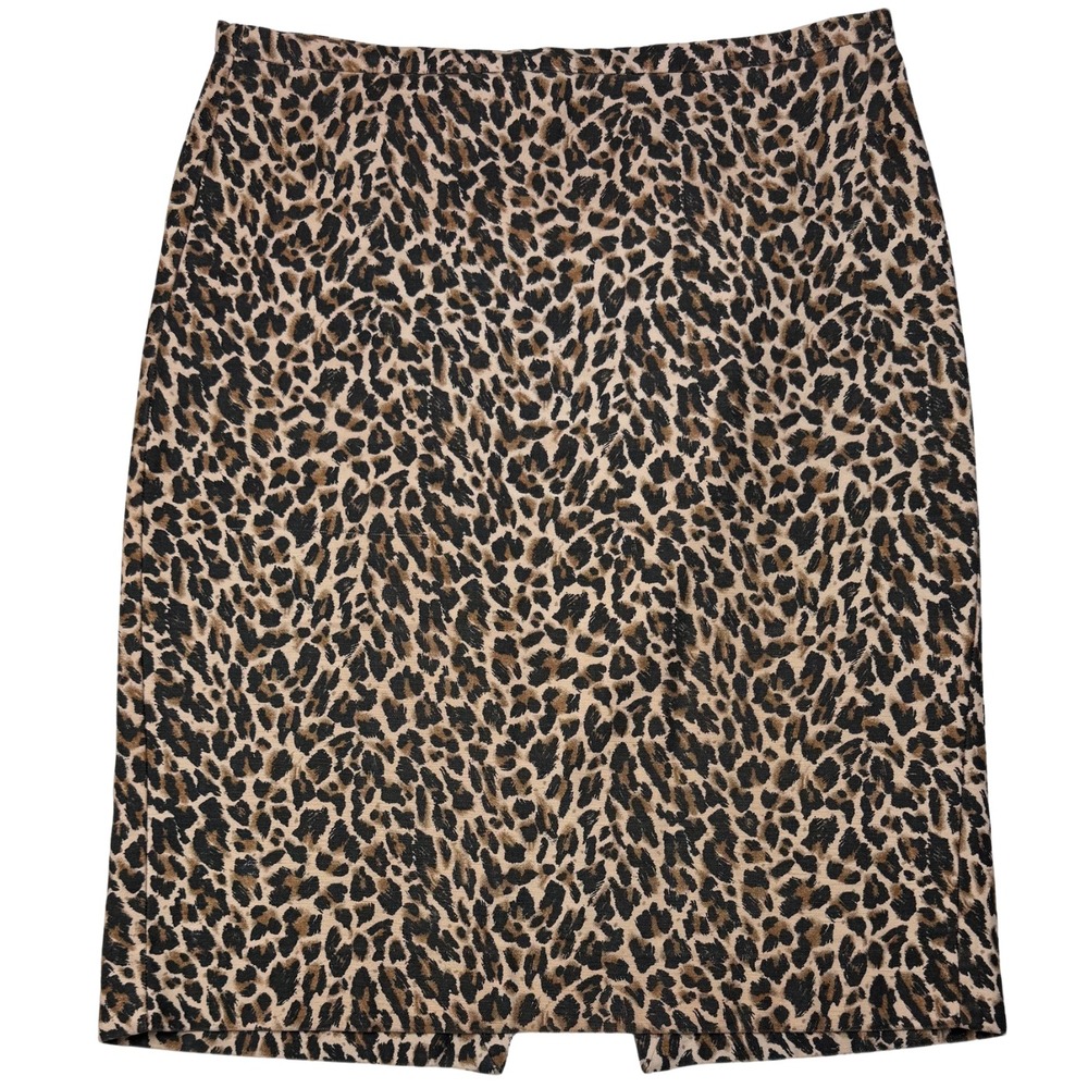 J.Crew Pencil Skirt Women's Animal Leopard Print Slit Zip Size 12‎ Retro Classic